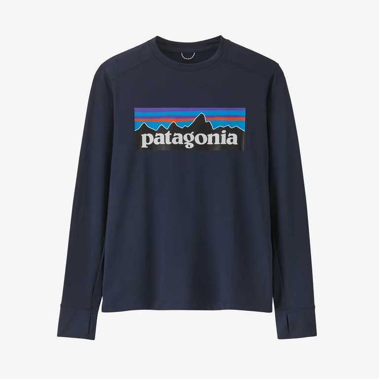 Patagonia Capilene Silkweight Long-Sleeve T-Shirt - Kids S P-6 Logo - New Navy